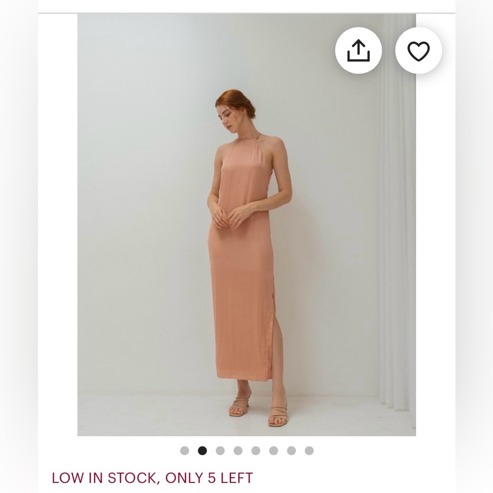 NWT, Noire Brand, custom made cream colored satin halter dress. Size: S